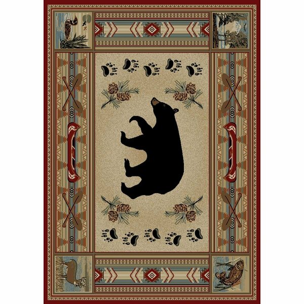 Mayberry Rug 7 ft. 10 in. x 9 ft. 10 in. Hearthside Woodlands Bear Area Rug Red HS4882 8X10